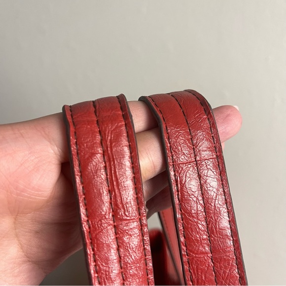 Nine West Large Red with Crocodile Embossed Shoulder Bag - Picture 4 of 8